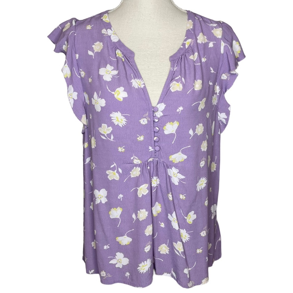 Sanctuary Paloma Floral Printed Flutter Sleeve Blouse Top Size Small